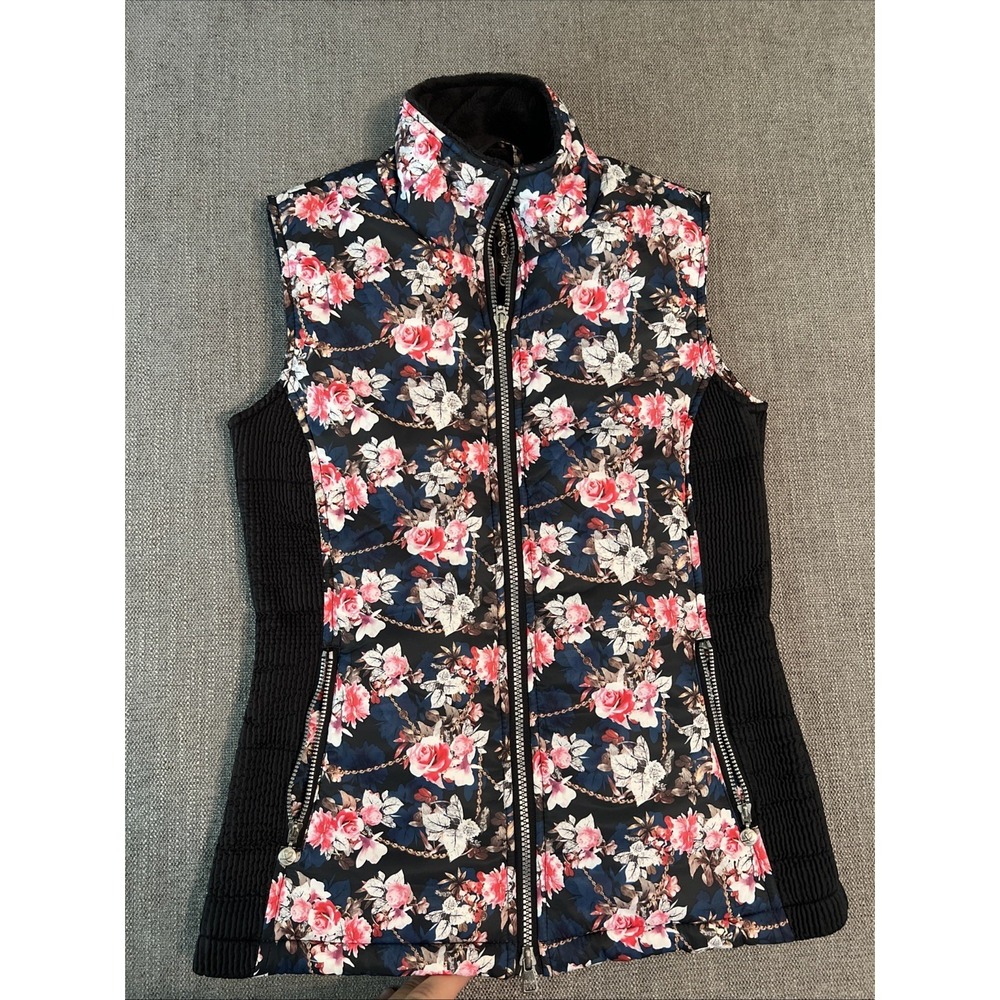 Dailyβ Sports Born In Sweden Puffer Vest Women XS Floral Full Zip Outdoor Hiking